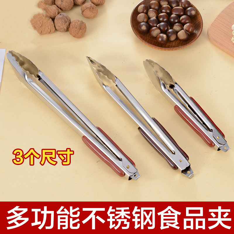 Thickened stainless steel kitchen food tongs, bread tongs, buffet barbecue beef steak tongs, baked food tongs details Picture