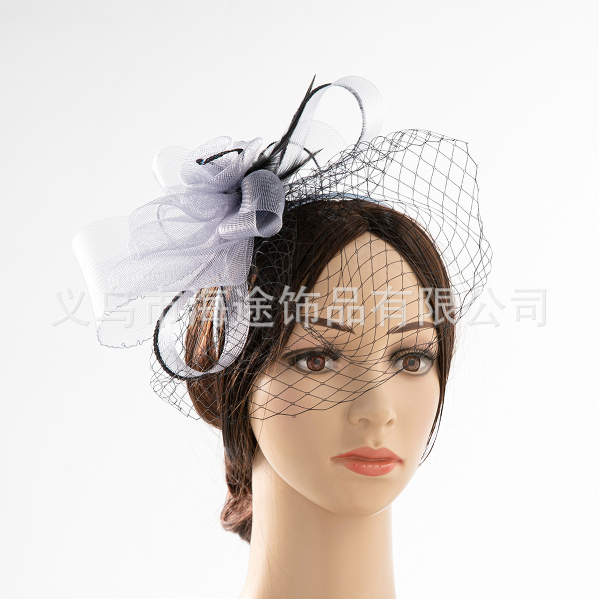 Cross border new vintage face mask bow mesh tiara European and American bride stage runway hair clip hair veil thumbnail