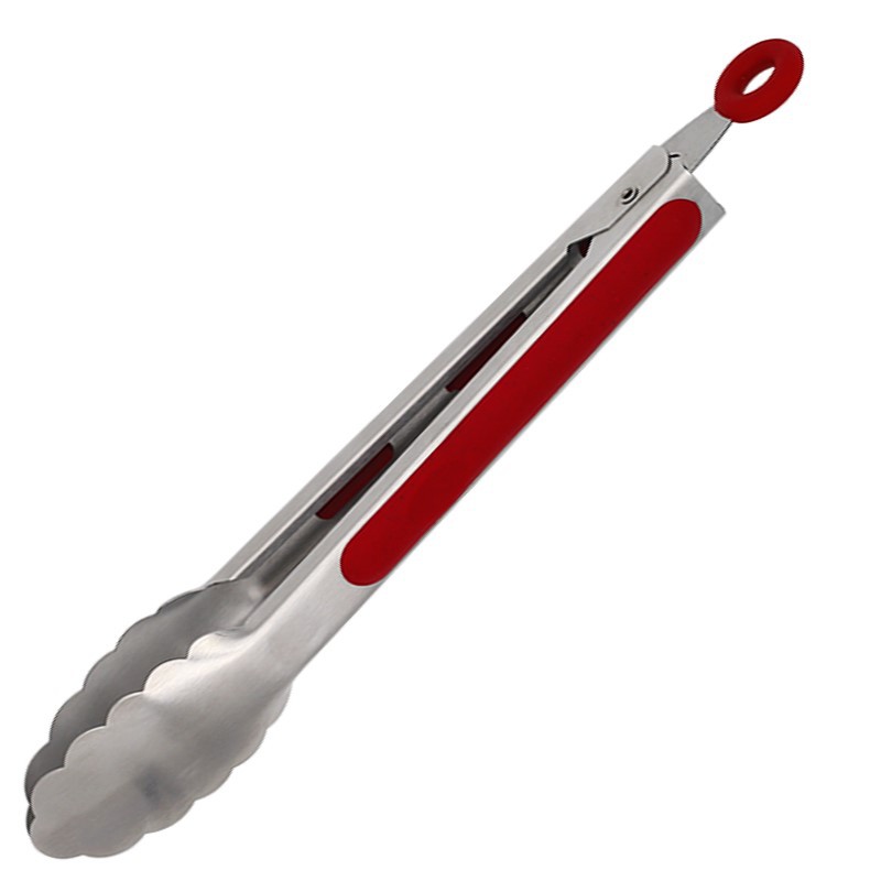 Thickened stainless steel food tongs, BBQ grill tongs, 9-inch baked food bread tongs, stainless steel steak tongs details Picture