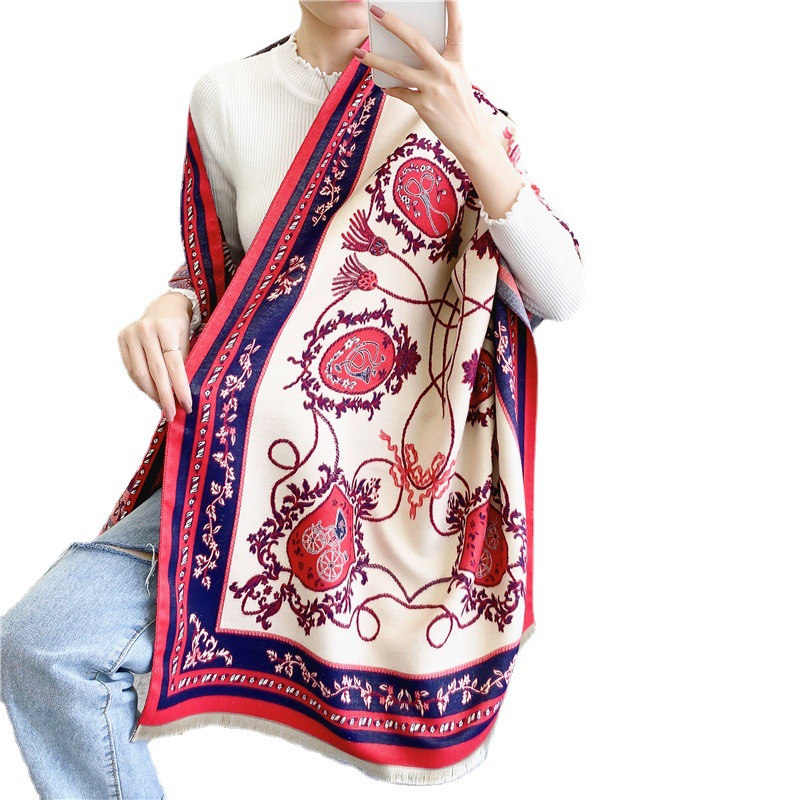 High-quality autumn and winter faux cashmere scarf for women, Korean style, versatile, double-sided long air-conditioned room shawl, suitable for both outerwear and outerwear Item Picture