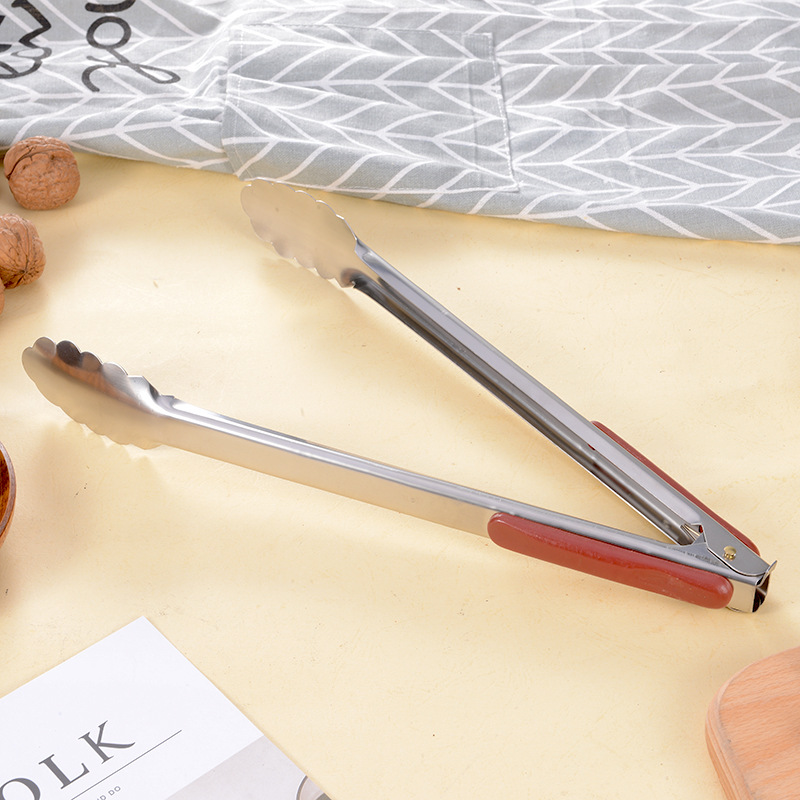 Thickened stainless steel kitchen food tongs, bread tongs, buffet barbecue beef steak tongs, baked food tongs Specification image