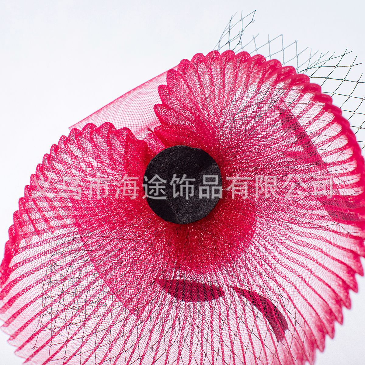 Amazon cross-border rose red face mask, gauze, feather top hat, women's dance, dinner, elegant style, hair accessory, small top hat Application Scenario