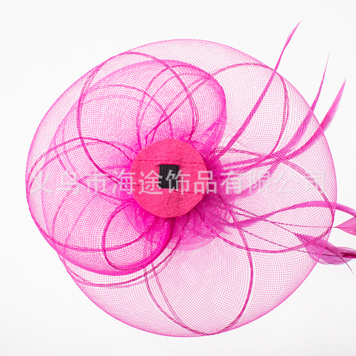 Cross-border European and American linen headwear, bride's tulle hair accessory, horse racing festival hat, Amazon best-selling feather headwear and hair accessory Specification image