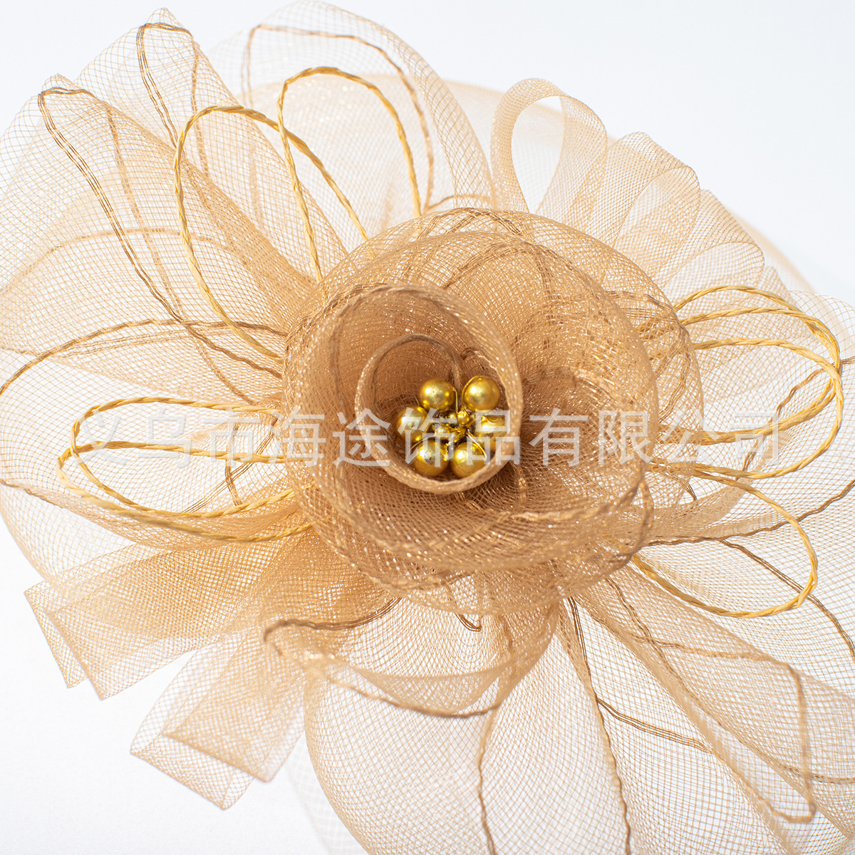 Wholesale of popular European and American fashion ginger yellow flower-patterned net top hats for women's parties, bars and performances Specification image