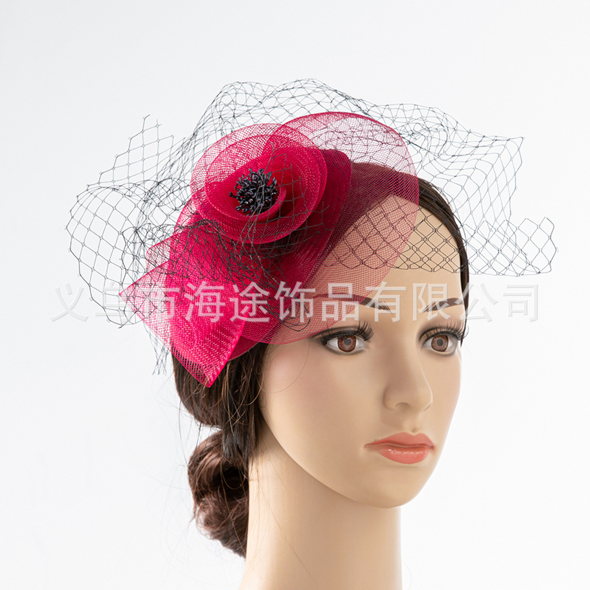 Europe and the United States popular rose flower net yarn top hat ball dinner top hat Jockey club hemp yarn headdress net yarn