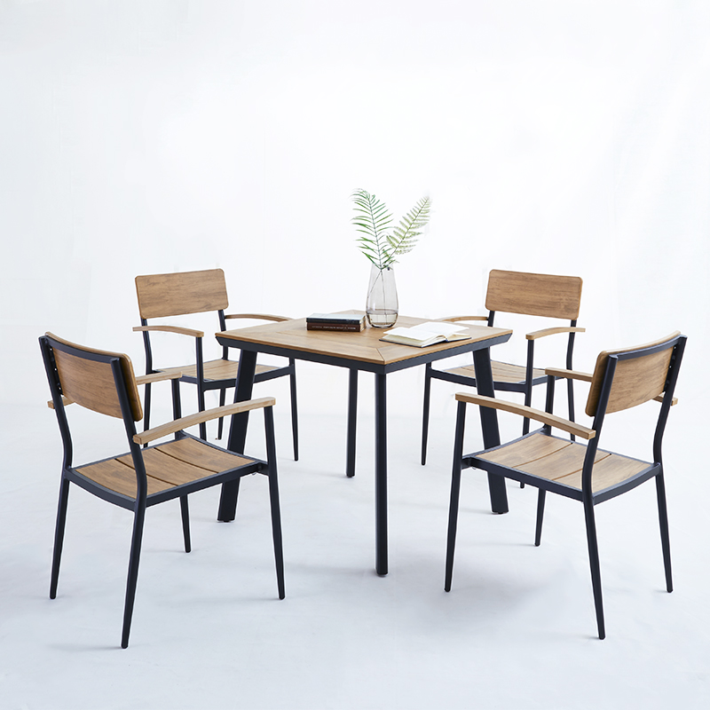 户外休闲桌椅庭院塑木餐桌座椅北欧现代简约室外露天阳台桌椅组合详情图3