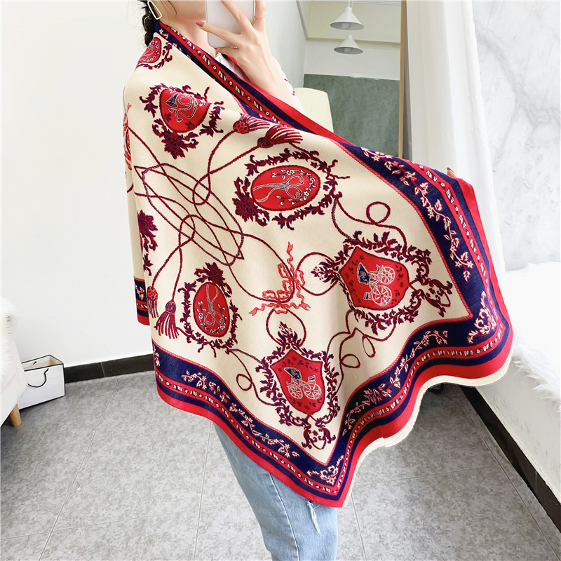 High-quality autumn and winter faux cashmere scarf for women, Korean style, versatile, double-sided long air-conditioned room shawl, suitable for both outerwear and outerwear