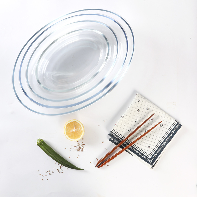 2.4L Pyrex oval-shaped baking tray high boron microwave oven baking glass tray kitchen supplies thumbnail