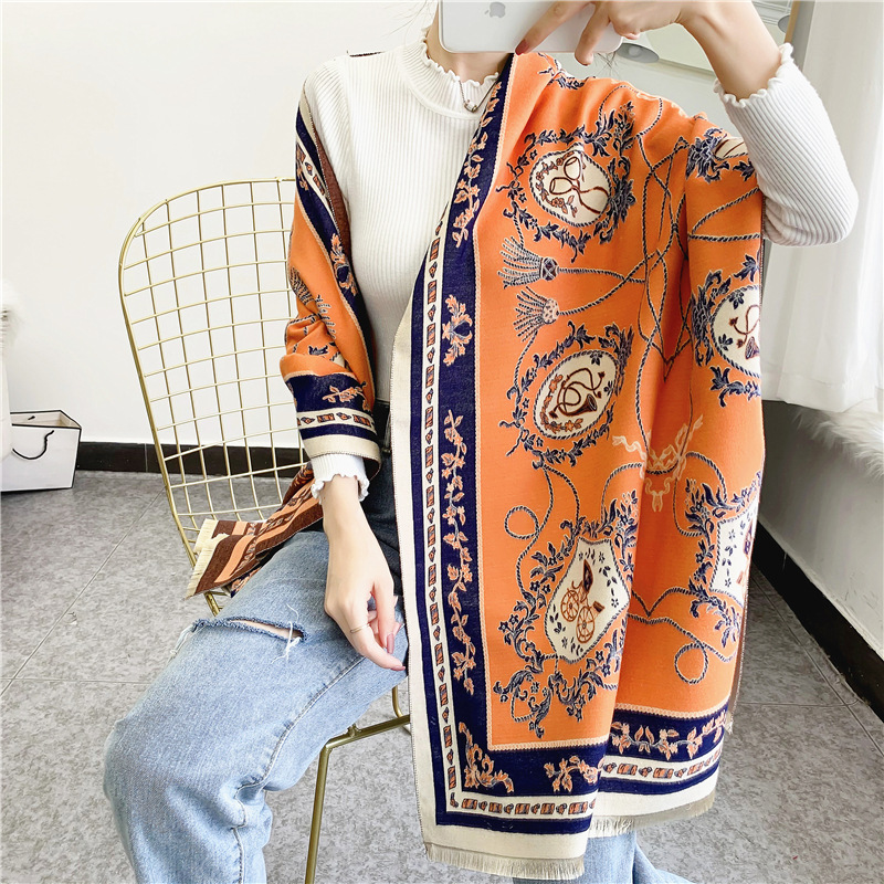 High-quality autumn and winter faux cashmere scarf for women, Korean style, versatile, double-sided long air-conditioned room shawl, suitable for both outerwear and outerwear Application Scenario