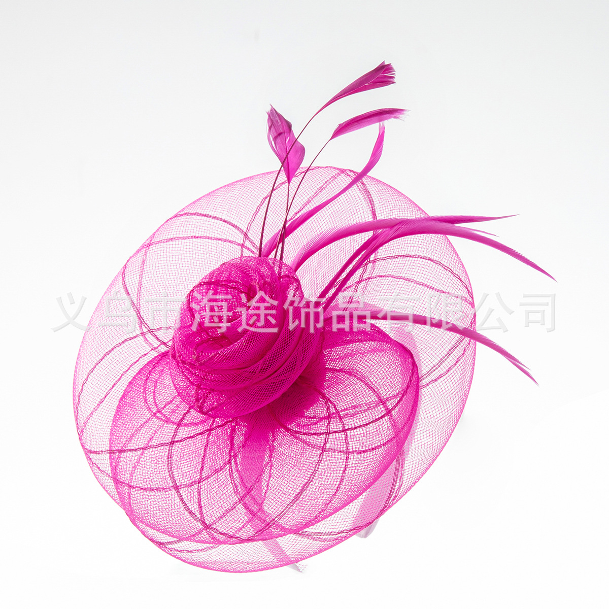 Cross-border European and American linen headwear, bride's tulle hair accessory, horse racing festival hat, Amazon best-selling feather headwear and hair accessory details Picture