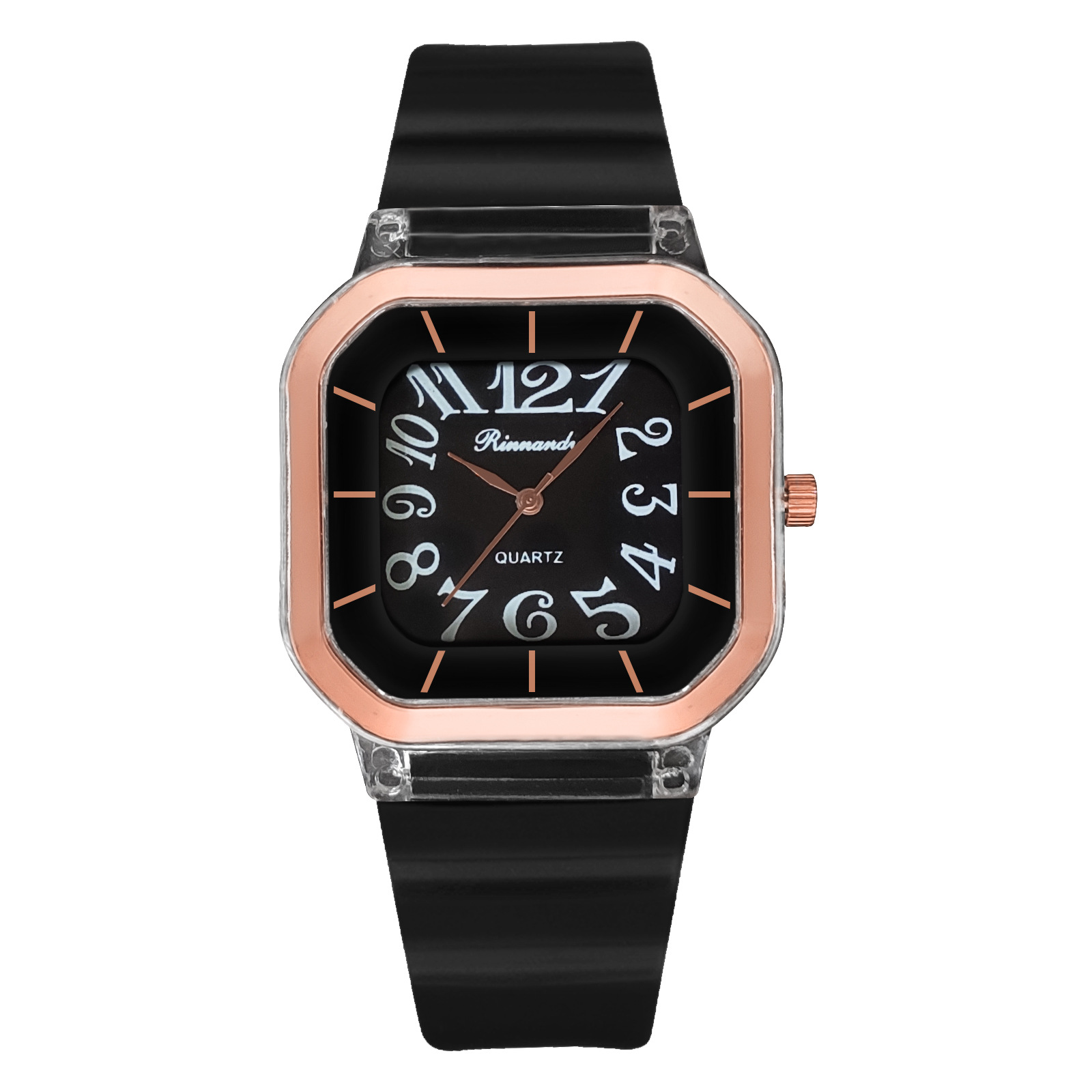 Cross-border best-selling sports silicone watches, fashionable and trendy square quartz watches for middle school couples, jelly-colored women's watches