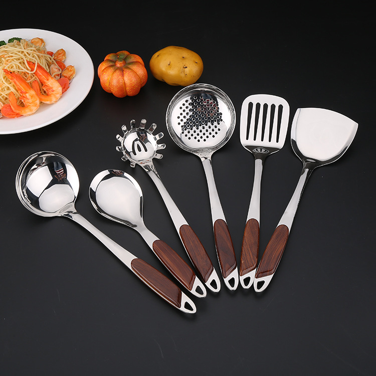 Household stainless steel non-magnetic cooking spoon and spatula set, kitchen spatula and spatula six-piece set of stainless steel kitchenware details Picture