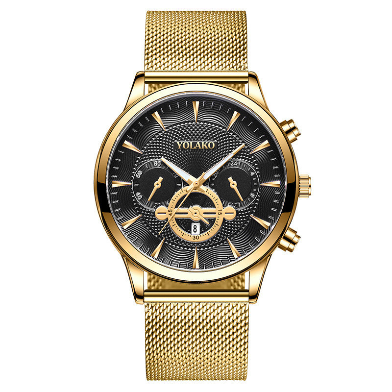 Hot-selling two-eye three-hand calendar men's watch, men's mesh strap quartz watch manufacturer, one-piece consignment Application Scenario