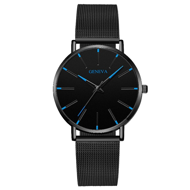 Stainless steel mesh strap men's watch, fashionable waterproof quartz alloy student watch in large stock Item Picture