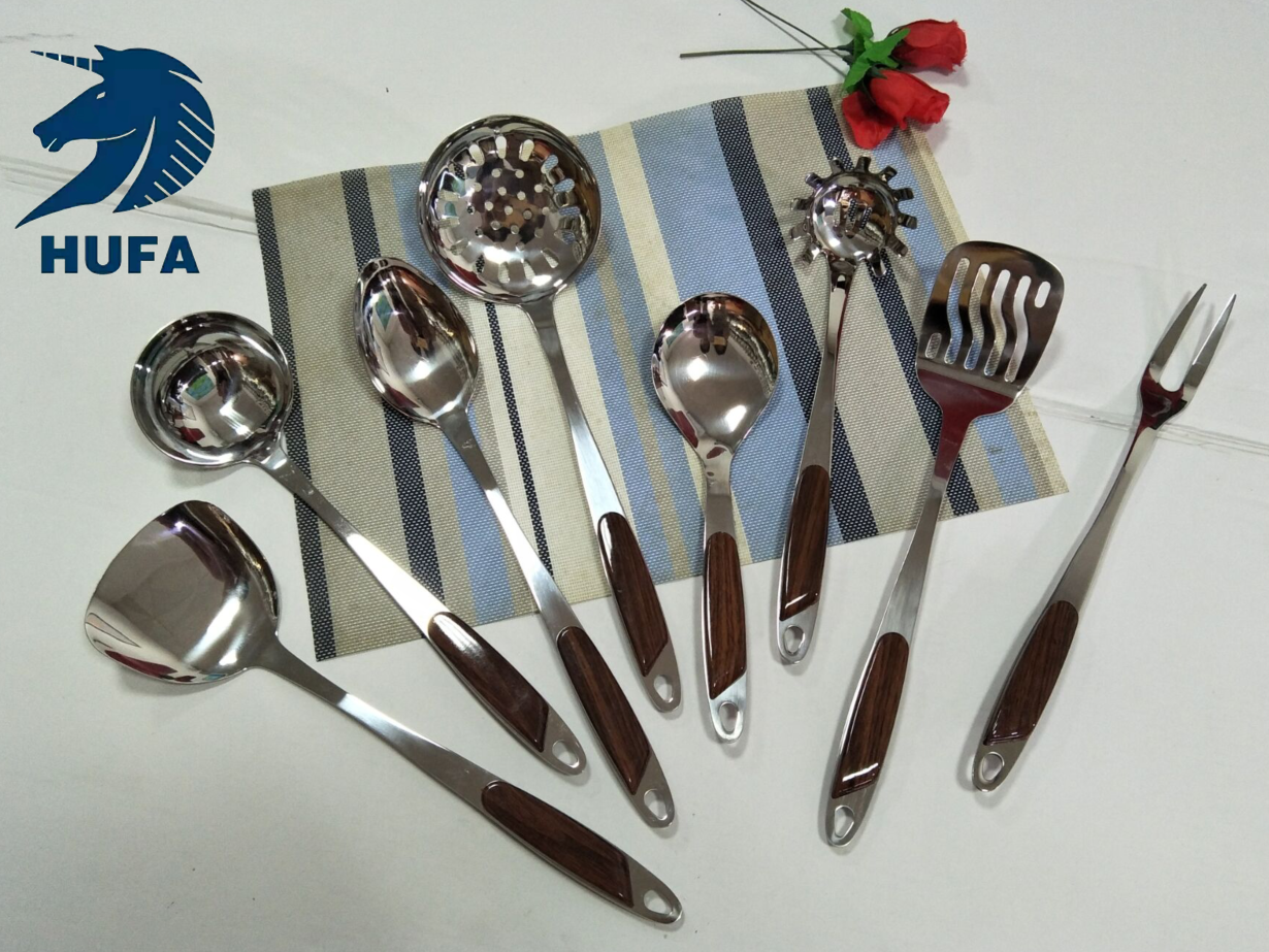 Household stainless steel non-magnetic cooking spoon and spatula set, kitchen spatula and spatula six-piece set of stainless steel kitchenware