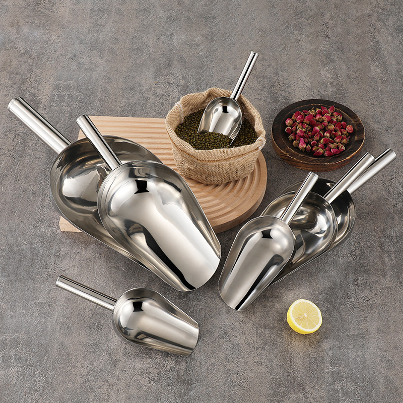 Multi-purpose ice spatula, stainless steel flour spatula, sunflower seed spatula, dry food and bean spatula, stainless steel feed spatula, rice spatula wholesale details Picture