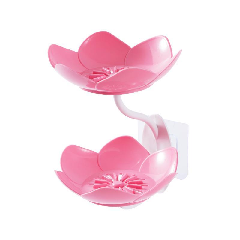 Lotus soap box, new Chinese-style household soap box for bathroom, travel without drilling, suction cup, wall-mounted, double-layer Item Picture