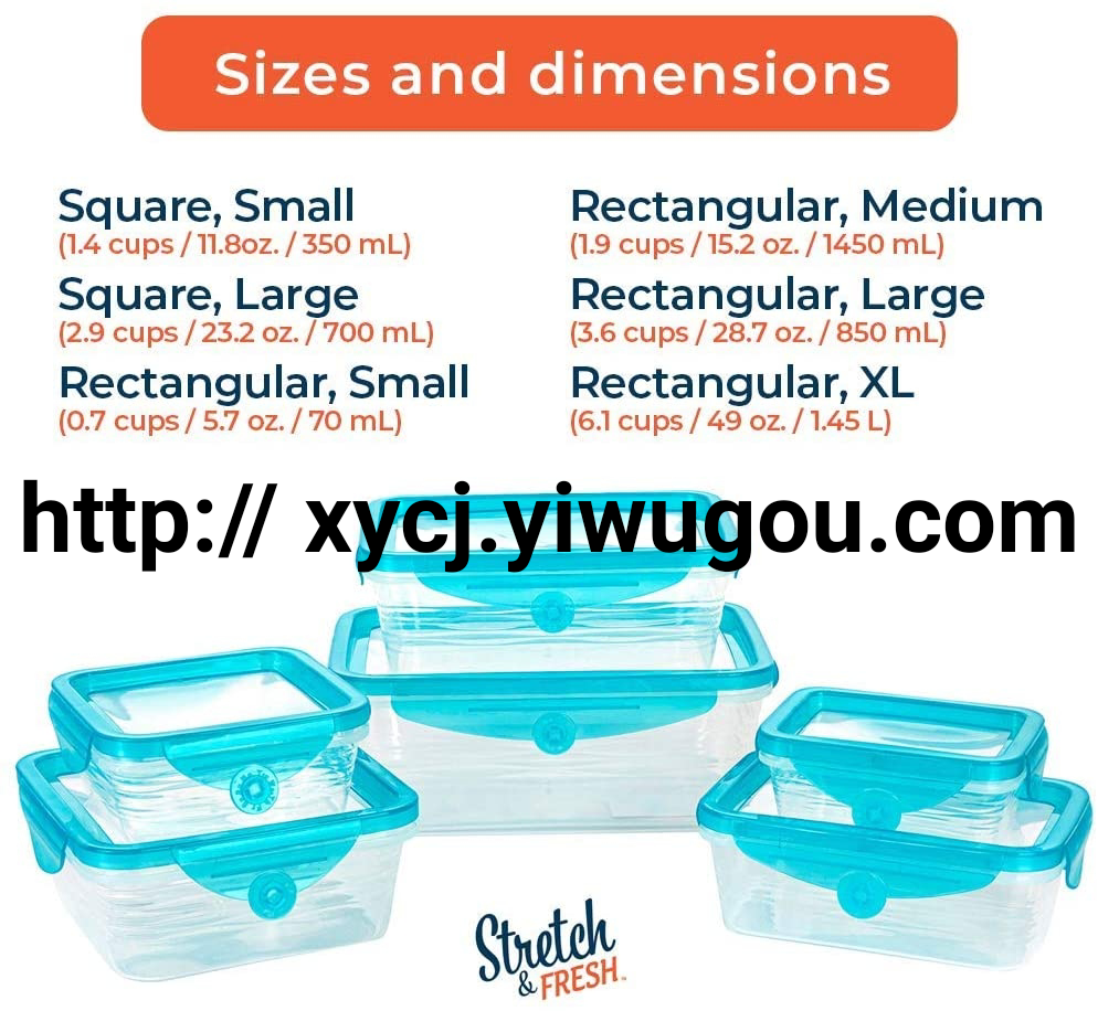 Six-piece set of soft-lided transparent food storage box, household plastic sealed box, portable fruit box, large storage, refrigerator storage box details Picture