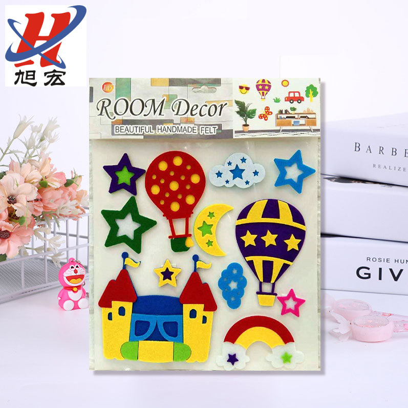 DIY handmade creative stickers non-woven HC stickers love smiley face felt cloth wall paste custom