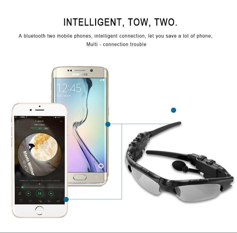 Manufacturer's popular Bluetooth eyewear headphone HBS-368 smart Bluetooth eyewear 5.0 call real stereo eyewear headphone