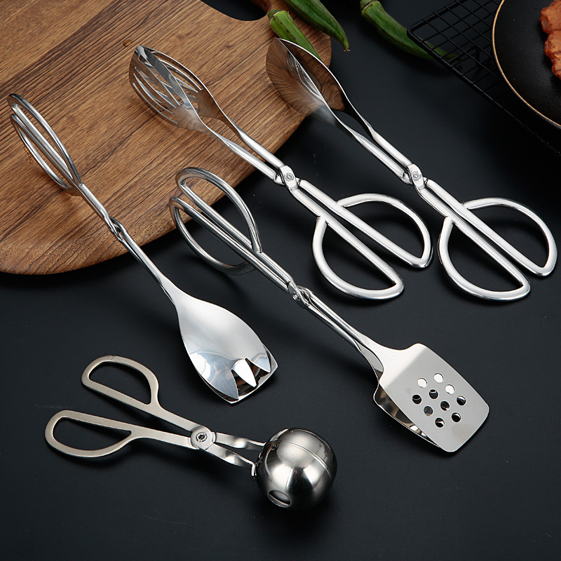 Stainless steel thickened kitchen steak tongs, hotel restaurant buffet tongs, barbecue tongs, salad tongs, food tongs details Picture