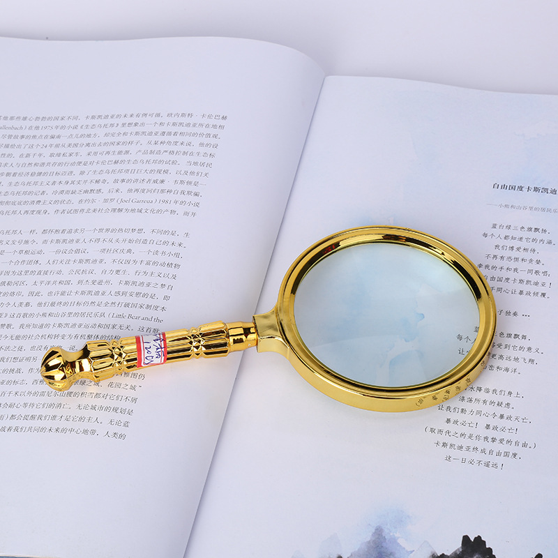 New fashionable gold-plated straight-handled magnifying glass, personalized handheld reading glass for the elderly, gift magnifying glass manufacturer wholesale Specification image
