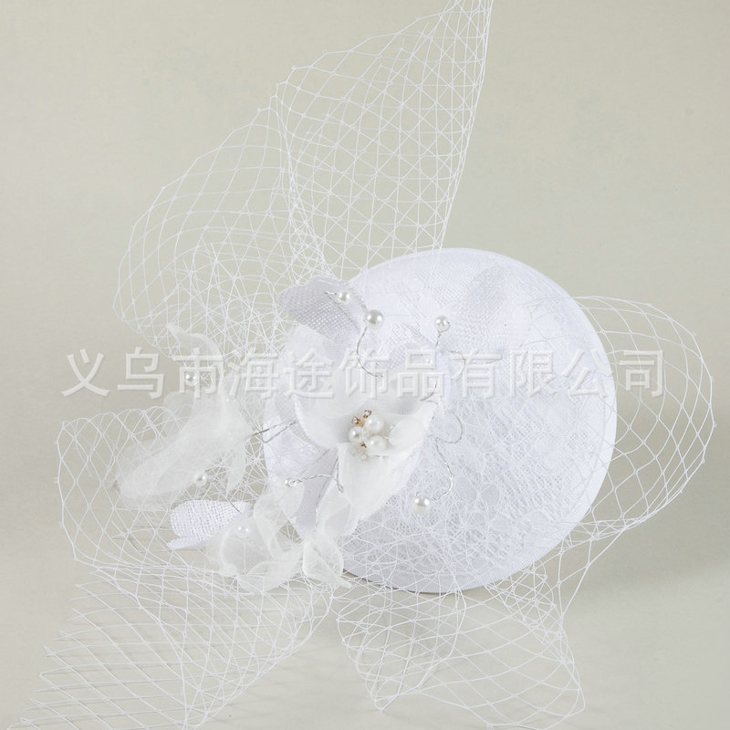 In Europe and America, pearl gauze hats, net gauze brides, small top hats, ball and dinner parties, elegant and stylish hair accessories, and small top hats for women are popular Specification image