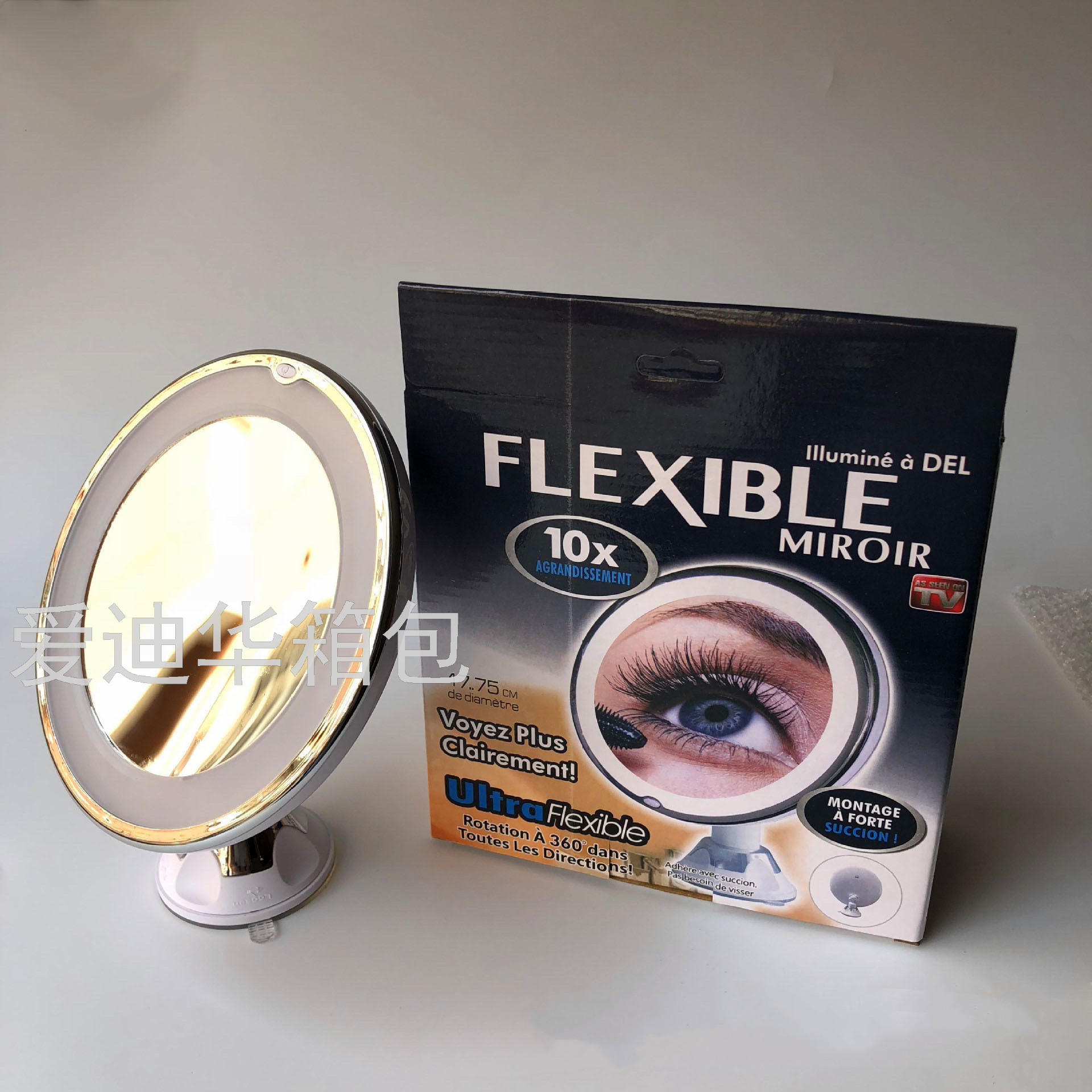 New LED magnifying makeup mirror 5X10X gooseneck suction cup bathroom mirror My Flexible Mirro Item Picture