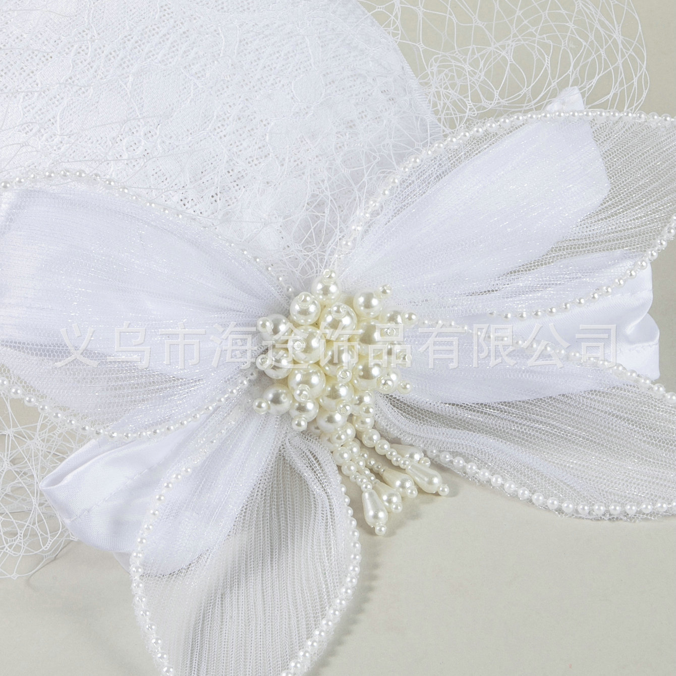 Cross-border new elegant pearl bride hat with French large bow, travel photography studio, makeup and photo styling wholesale Specification image