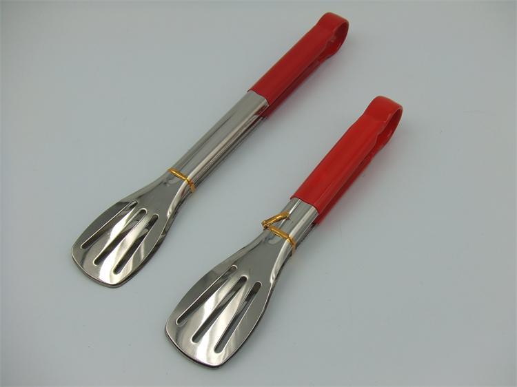 Stainless steel three-line red rubber food tongs, baking utensils, stainless steel food tongs, bread tongs, barbecue tongs, heat-resistant Application Scenario