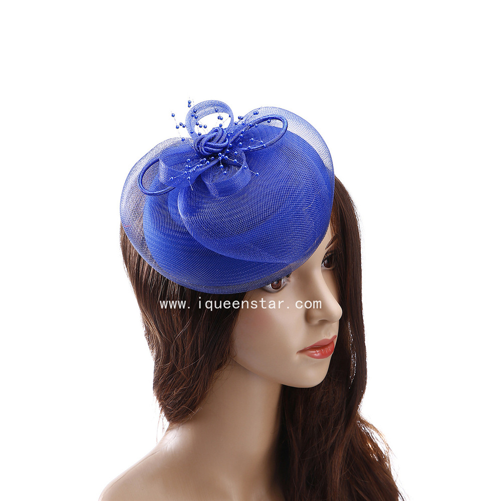 Summer European and American outdoor women's hats, Western-style mesh, banquet bride's top hats, bow feather headwear customization Specification image