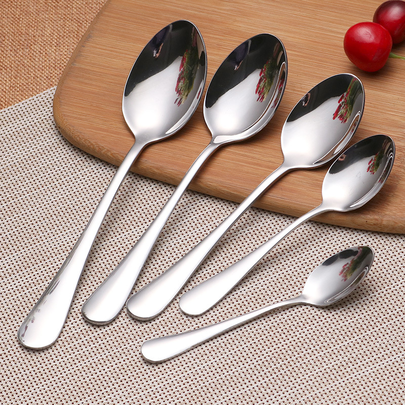 Stainless steel spoons, Western dining spoons, main dining spoons, dessert spoons, children's spoons, small spoons, household eating spoons, adult spoons, 304 stainless steel spoons and forks, dessert spoons, fruit forks, spoons and tableware sets. details Picture