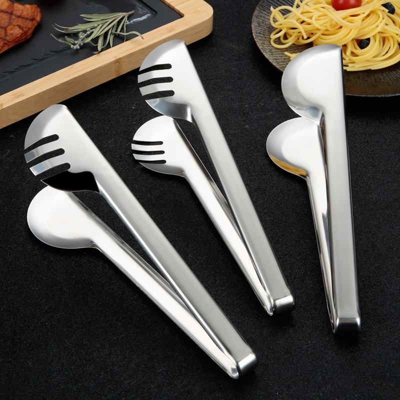 201 Non-magnetic bread tongs, barbecue tongs, thickened anti-scald semi-round and full-round buffet tongs, stainless steel tongs, food tongs
