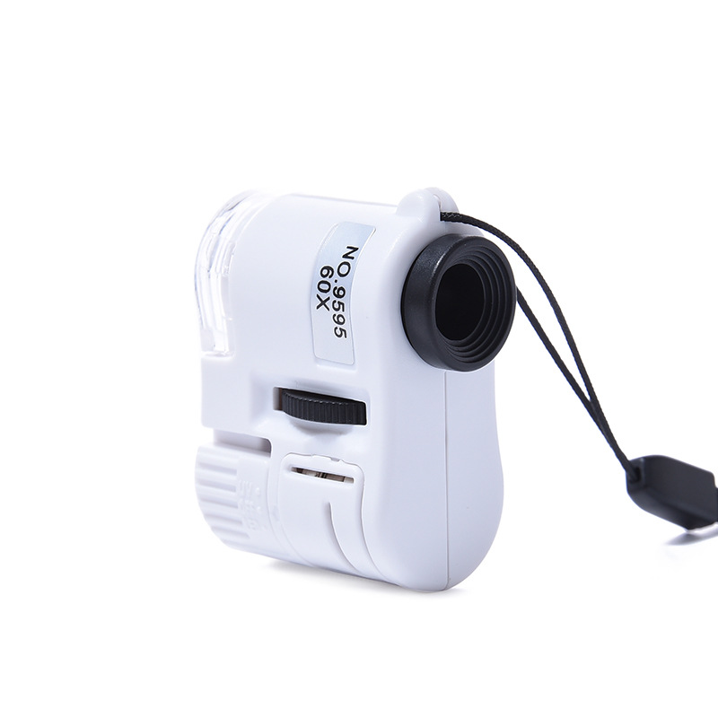 9595 White microscope for antique, jade and jewelry identification and testing, 60x magnifying glass with LED light source for banknote inspection Item Picture