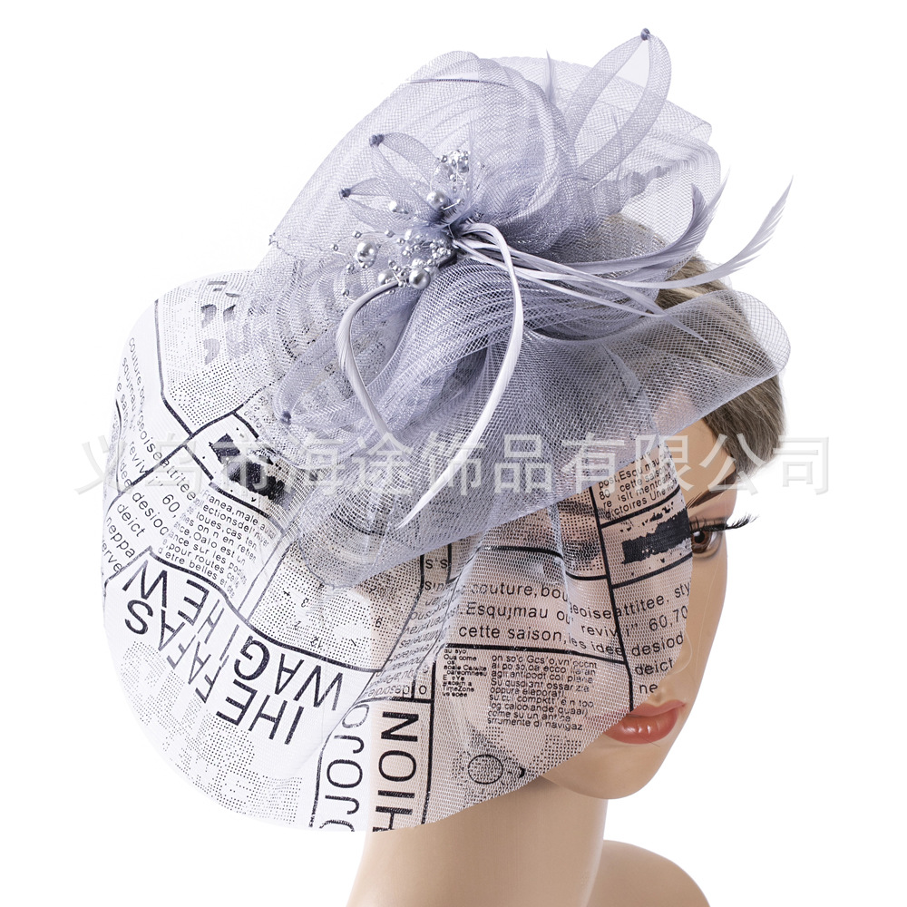 New cross-border European and American pearl gauze top hat ball dinner elegant hair accessories little top hat lady