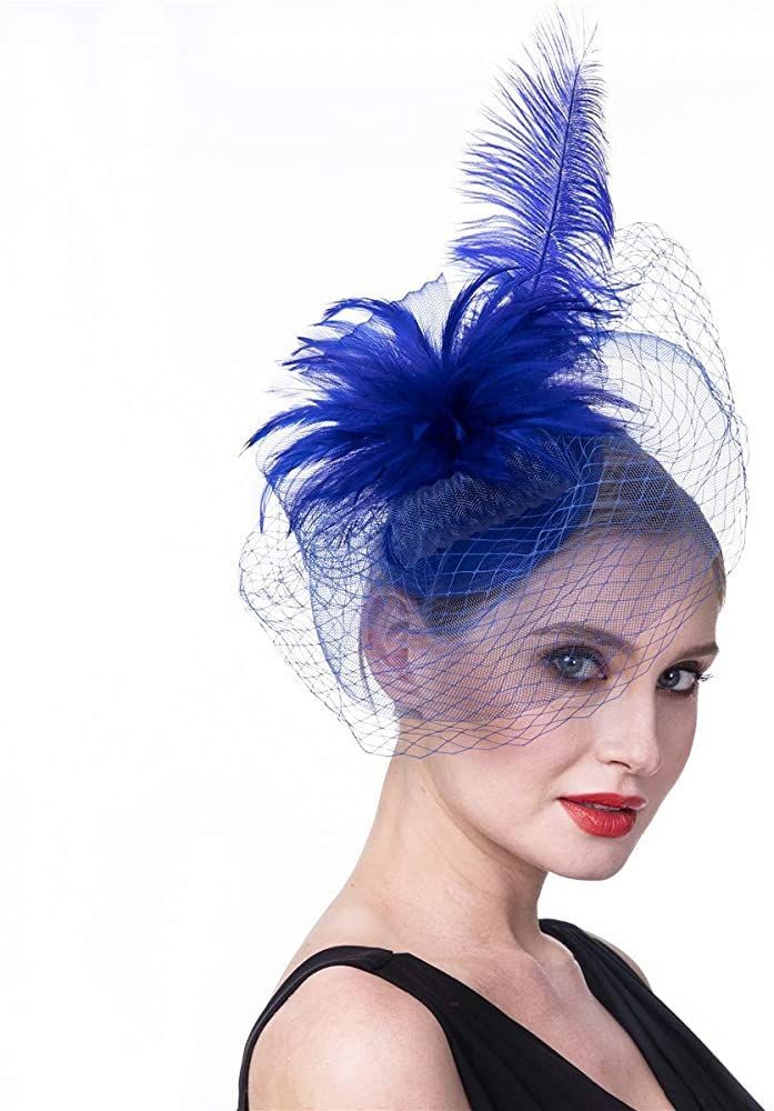 Amazon Cross-border new ostrich wool mesh feather, European and American horse Racing Festival afternoon tea patry top hat Item Picture