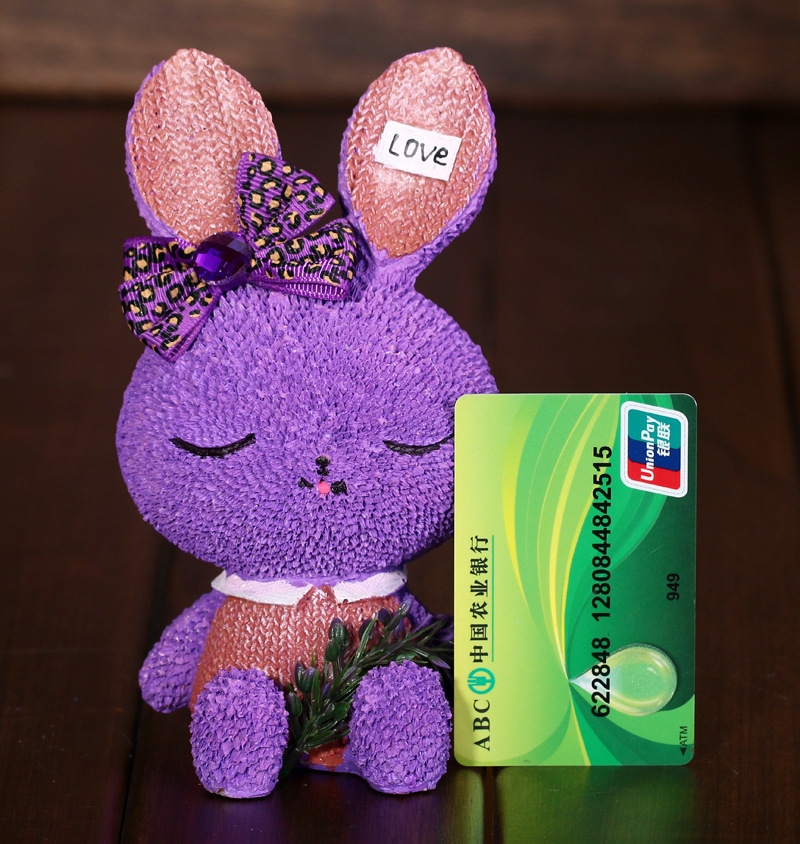Creative lavender cute rabbit piggy bank, adorable change box, home decoration, desktop birthday gift display Specification drawing