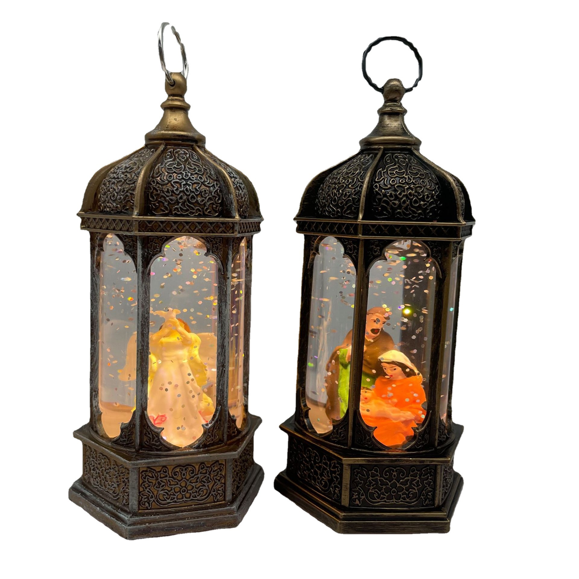 New water-filled hexagonal wind lamp, snow-illuminated counter window display item, led illuminated night light Item Picture