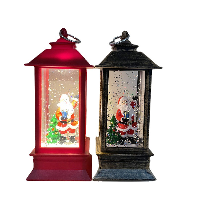 Cross-border Christmas water-filled small wind lantern handicrafts, creative window display items, LED illuminated Santa Claus night lights Application Scenario