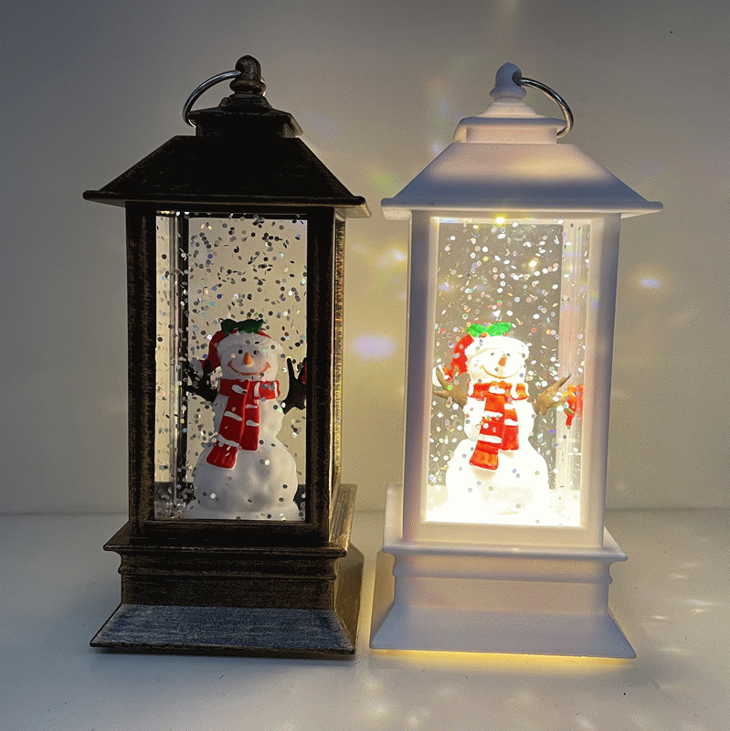 Cross-border Christmas water-filled small wind lantern handicrafts, creative window display items, LED illuminated Santa Claus night lights