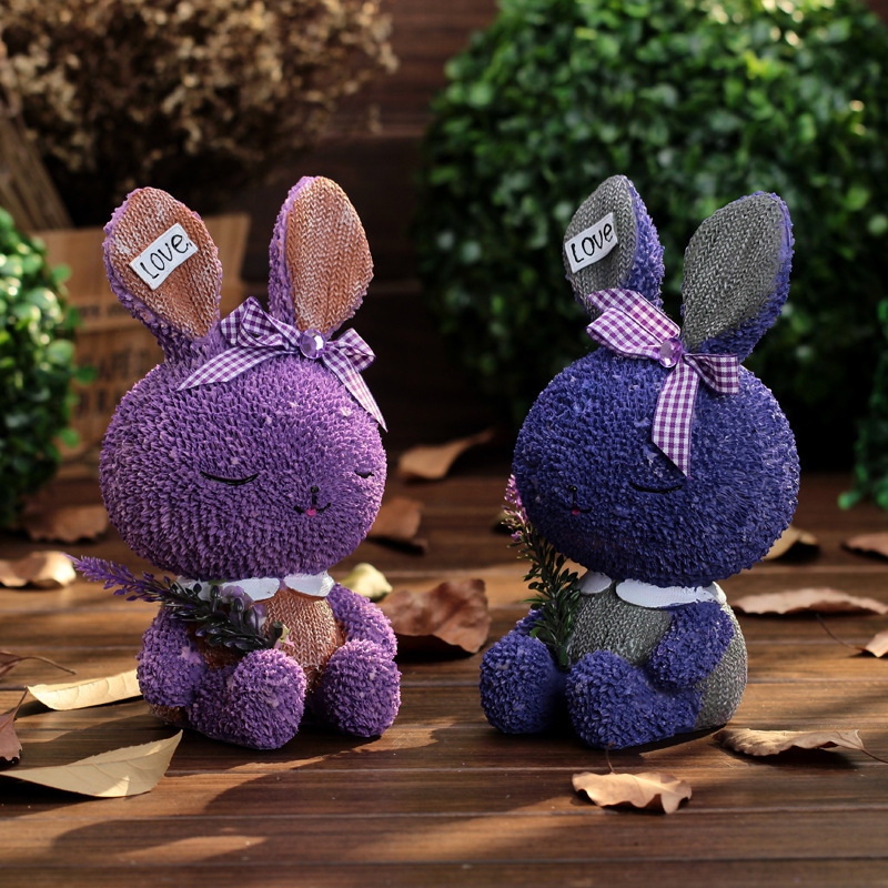 Creative lavender cute rabbit piggy bank, adorable change box, home decoration, desktop birthday gift display details Picture