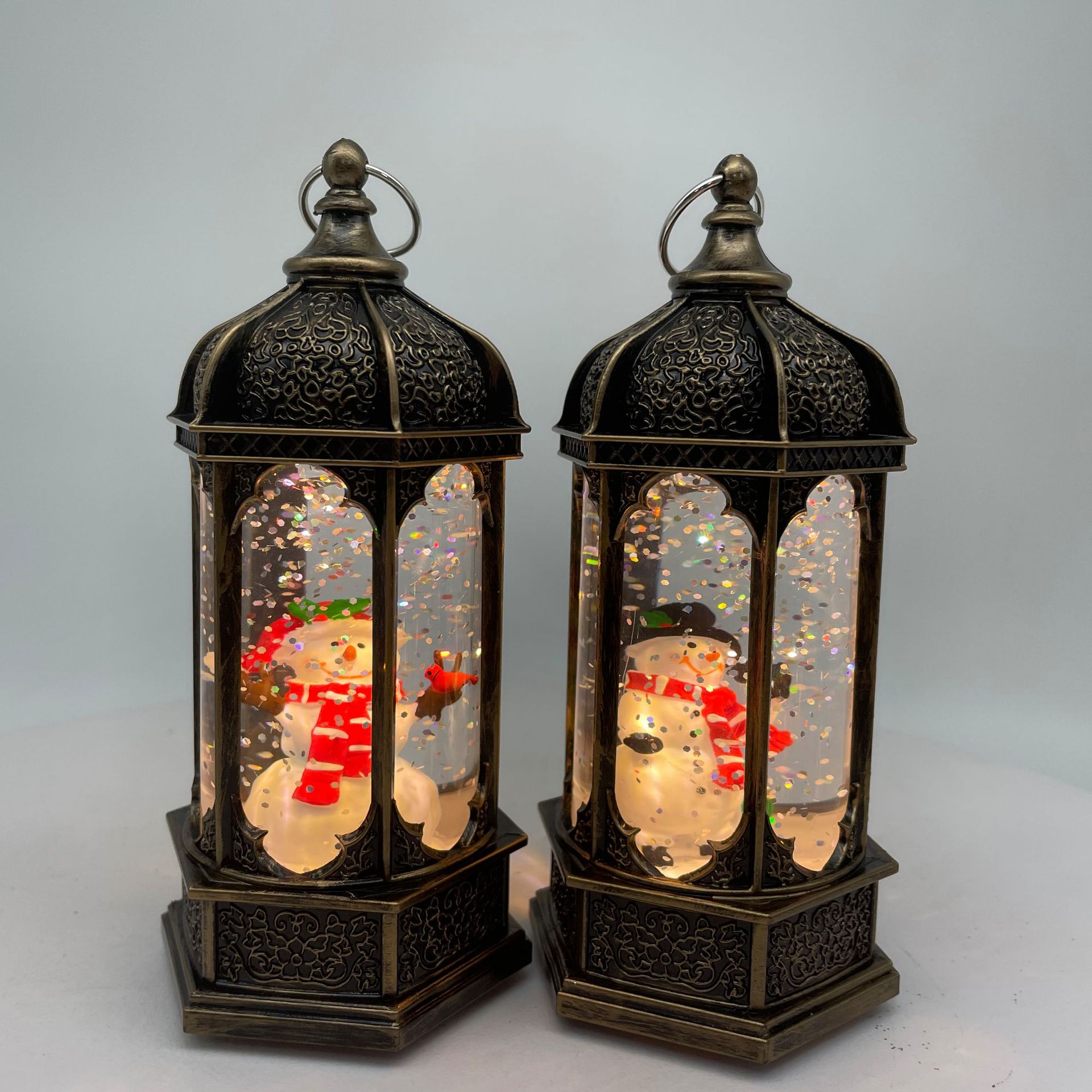 New water-filled hexagonal wind lamp, snow-illuminated counter window display item, led illuminated night light Specification image