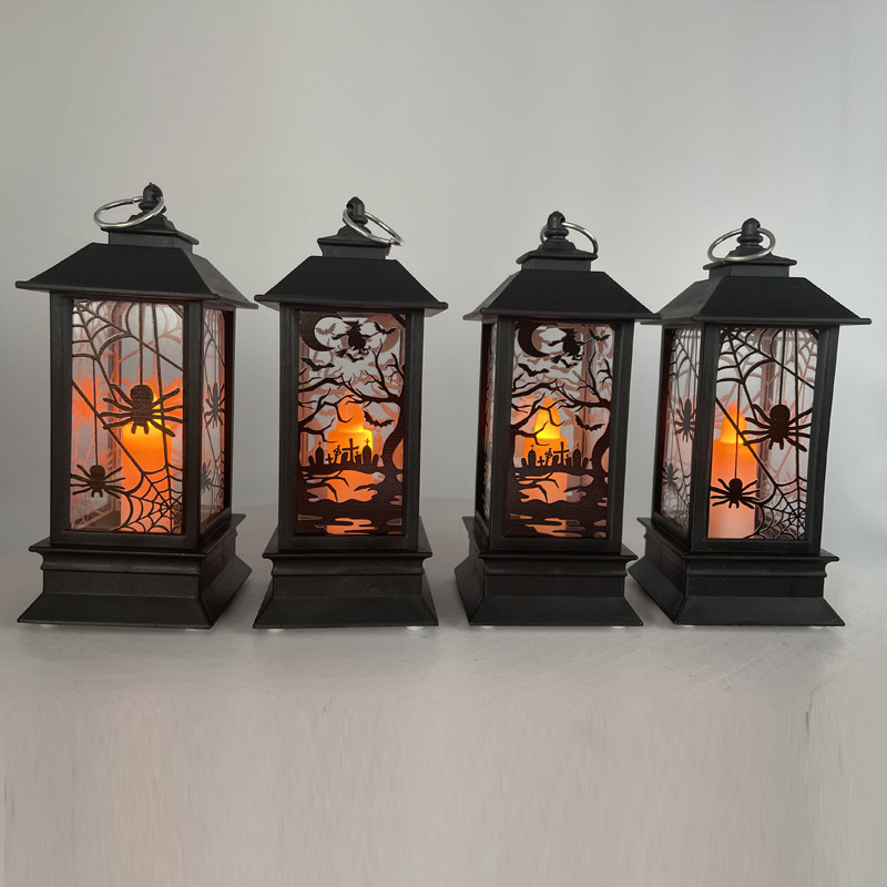 Factory direct sales of Halloween and Ghost Festival wind lanterns, LED light single wax home window display counter small square wind lanterns and night lights