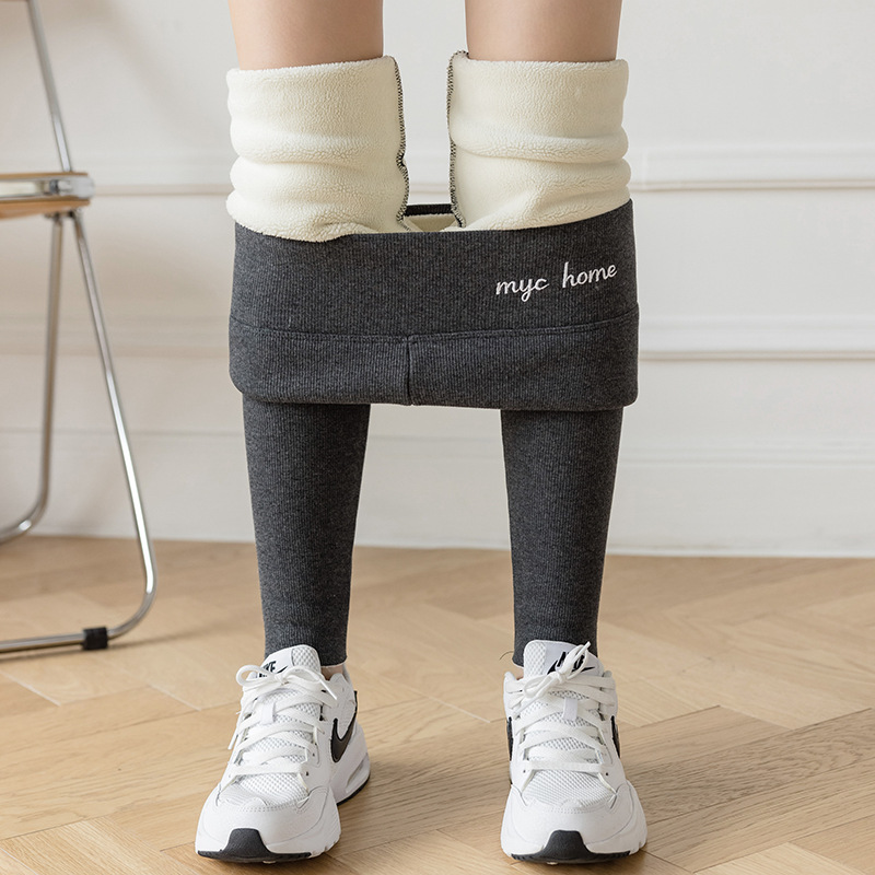 Lamb fleece leggings for women in autumn and winter, thickened and fleece outerwear, high-waisted small-leg pants, cold-resistant long pants, and the trend of winter warm pants Specification image