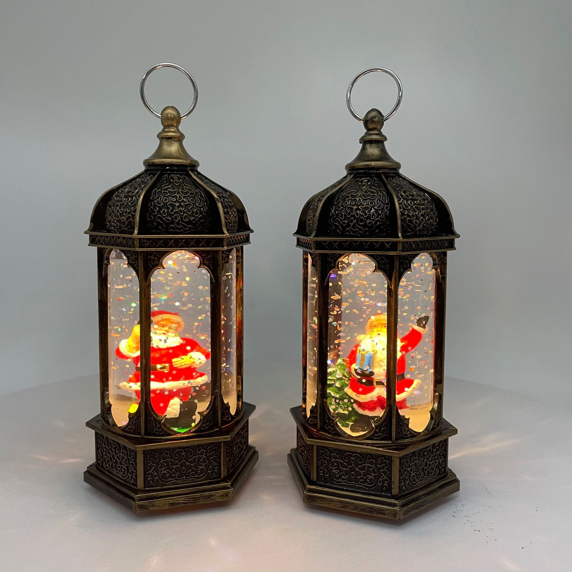 New water-filled hexagonal wind lamp, snow-illuminated counter window display item, led illuminated night light details Picture