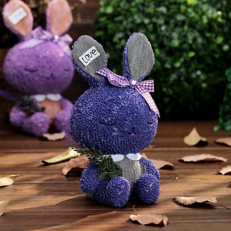 Creative lavender cute rabbit piggy bank, adorable change box, home decoration, desktop birthday gift display Application Scenario