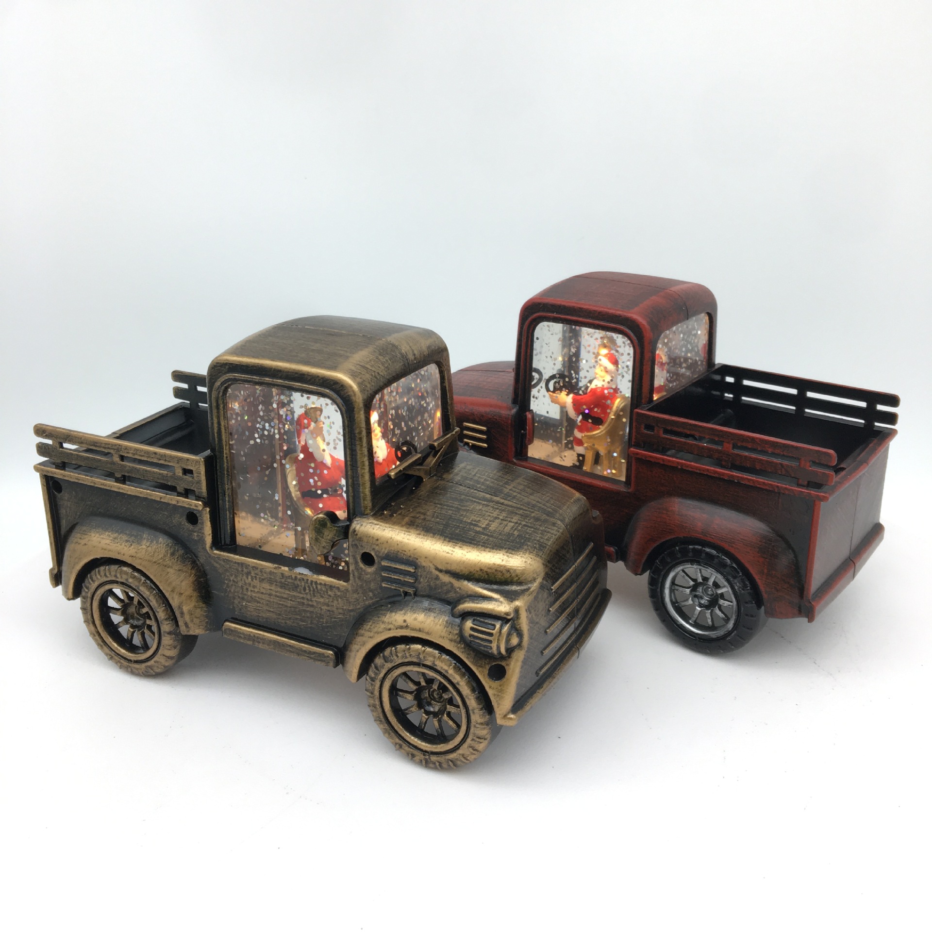 New holiday gifts: Illuminated, scallion oil leather truck, creative decorative items, window display, counter, Christmas gifts details Picture