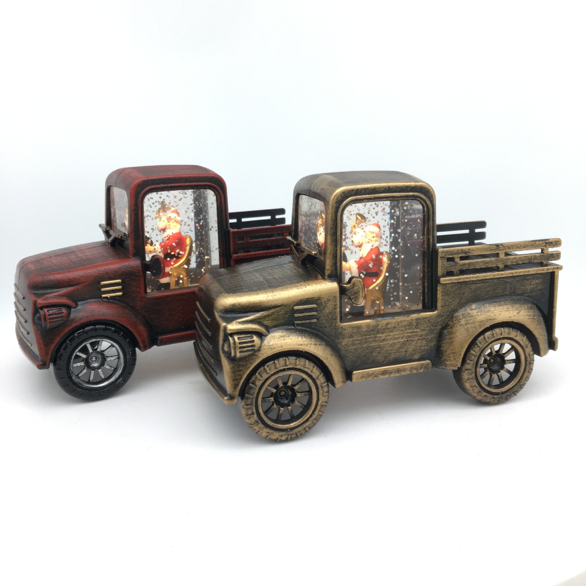 New holiday gifts: Illuminated, scallion oil leather truck, creative decorative items, window display, counter, Christmas gifts