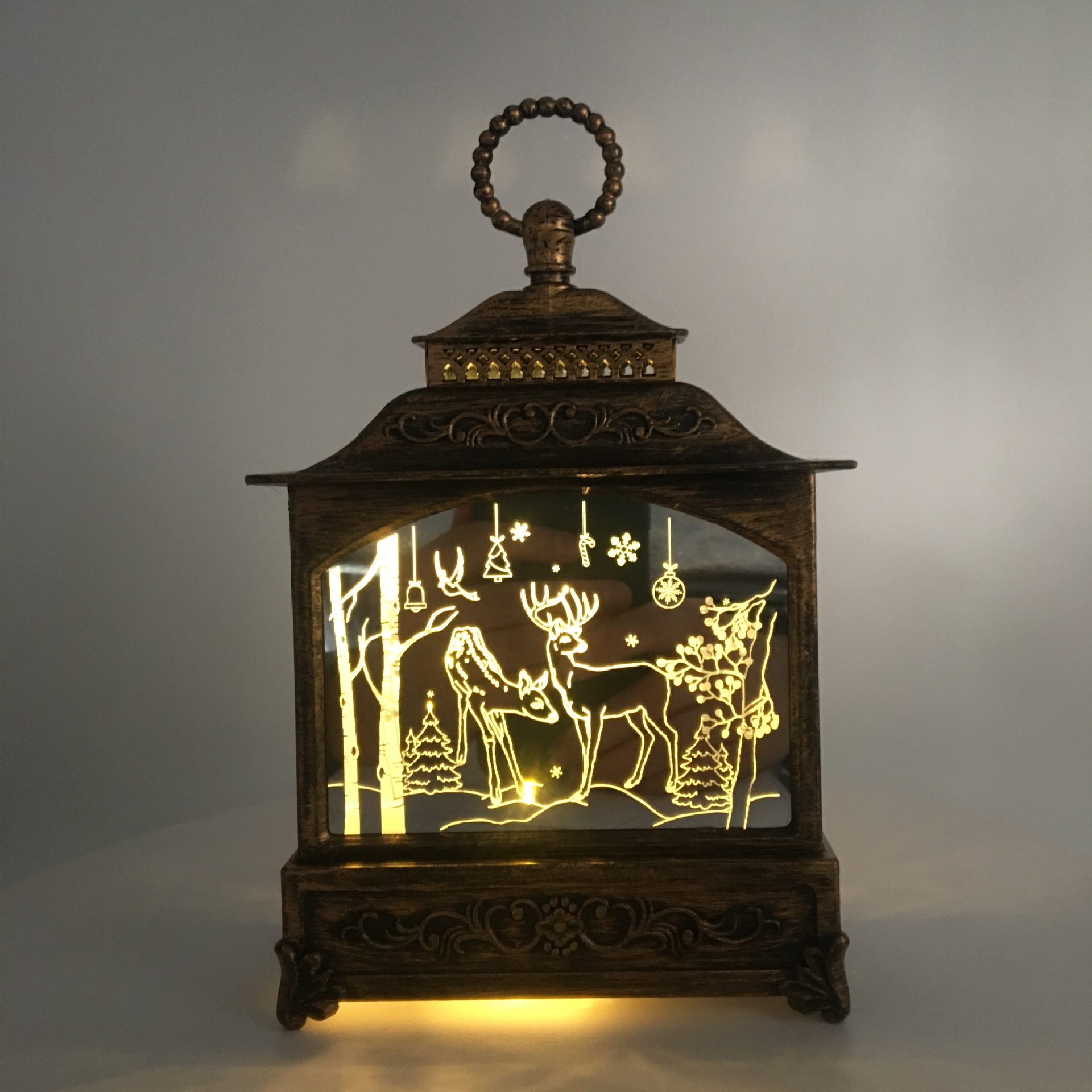 Cross-border large glass wind lamp, copper wire lamp, snowman, old man, Christmas window display, home night light, Ramadan wind lamp Specification image