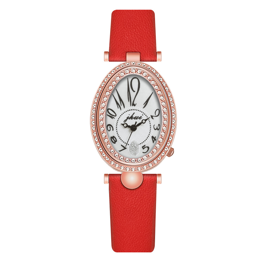 The live-streaming room's popular and creative women's leather strap watch, an oval-shaped retro and elegant women's watch, is simple and elegant Specification image